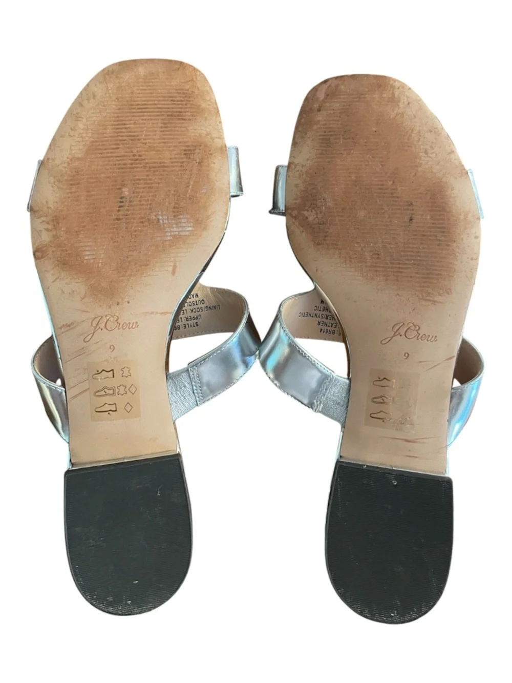 J.Crew Crystal Embellished Leather Metallic Slide Sandals | Statement Rhinestone